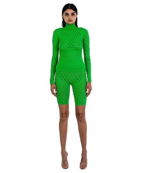 Maisie Wilen Perforated Shorts In Green