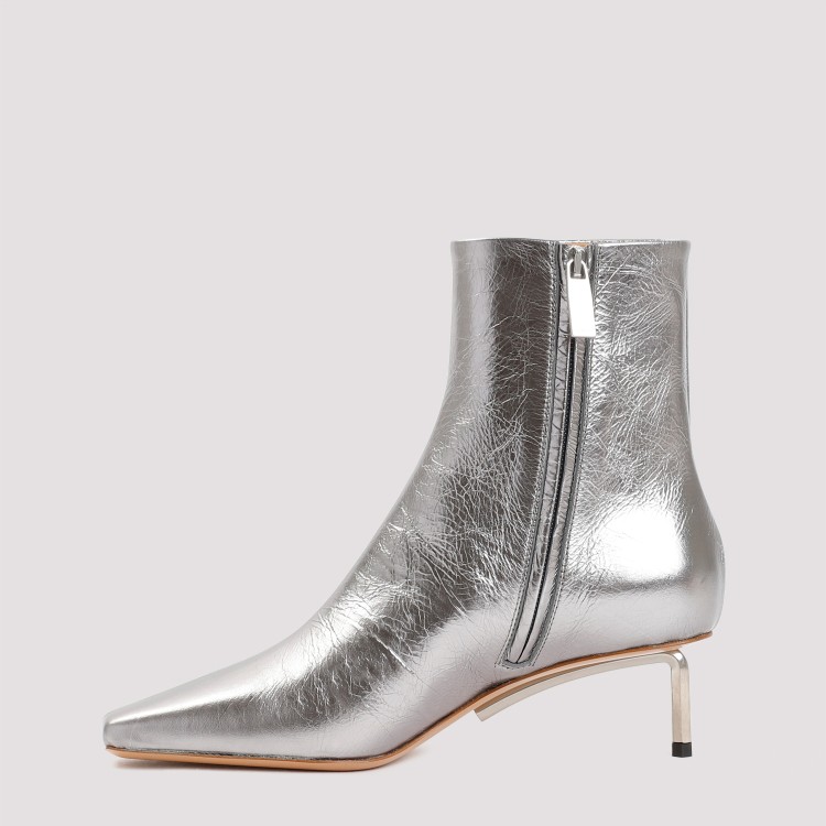 Shop Off-white Silver Allen Metal Dark Grey Leather Ankle Boot