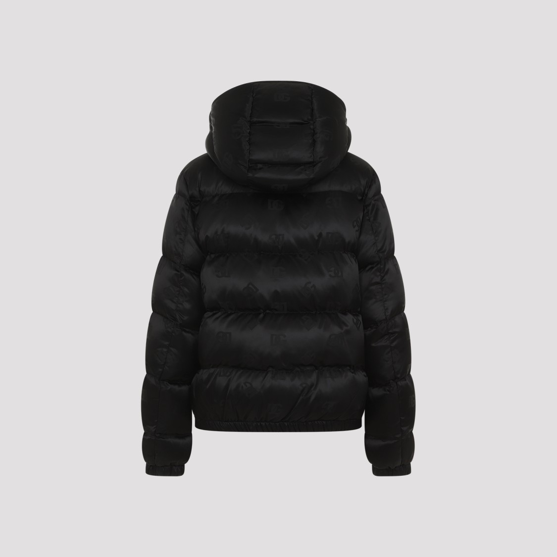 Dolce & Gabbana Monogram-jacquard Puffer Jacket In Black