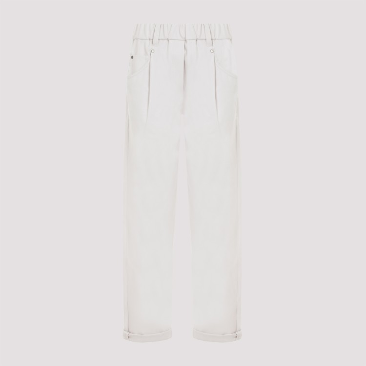 Shop Brunello Cucinelli Pull On Light Beige Cotton Pants In White