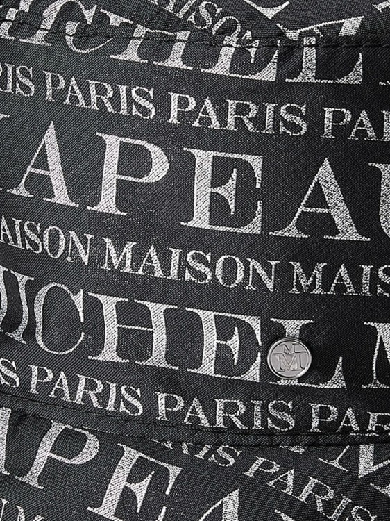 Shop Maison Michel Logo Print Bucket Hat In Black