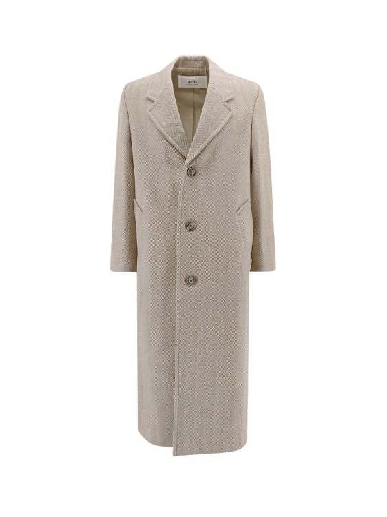 Shop Ami Alexandre Mattiussi Herringbone Wool Coat In Grey