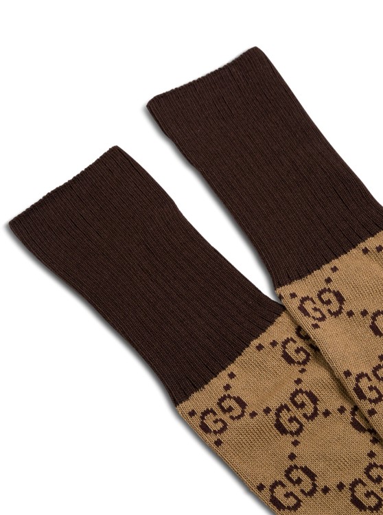 Shop Gucci Gg Cotton Socks In Brown