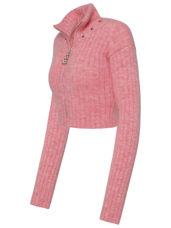 Shop Alessandra Rich Rose Virgin Wool Blend Sweater In Pink