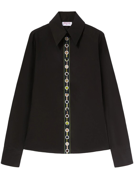 Pucci Vivara-print Cotton Shirt In Black