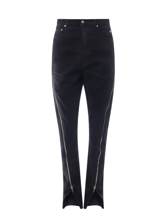 Shop Drkshdw Stretch Cotton Trouser With Zip Detail In Black