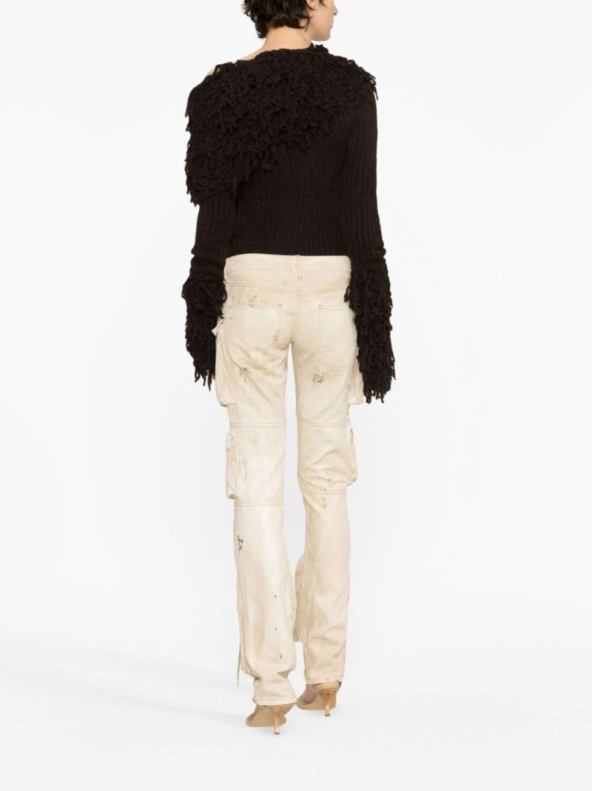 Attico Slim Fit Cotton Trousers In Neutrals