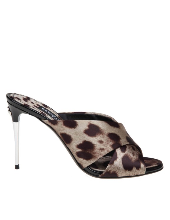 Shop Dolce & Gabbana Keira Sandals In Satin With Spotted Print In Brown
