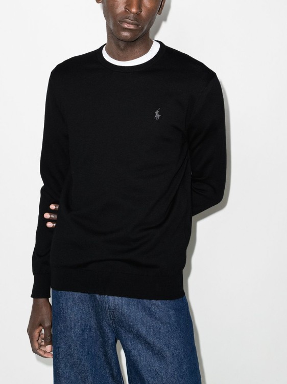 Shop Polo Ralph Lauren Black Slim-fit Pima Cotton Knit Sweater