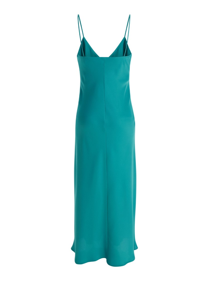 Shop Plain Light Blue Slip Dress With V Neckline In Satin