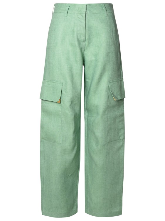 Shop Palm Angels Cargo Pants In Green Linen