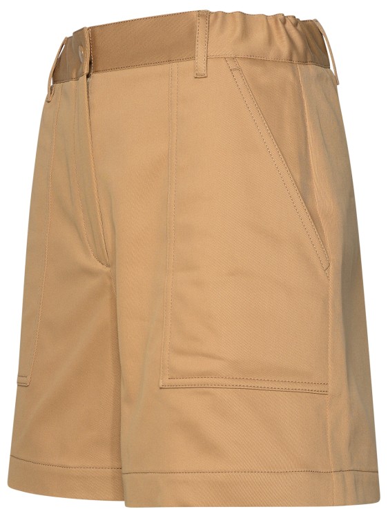 Shop Moncler Beige Cotton Blend Shorts In Brown