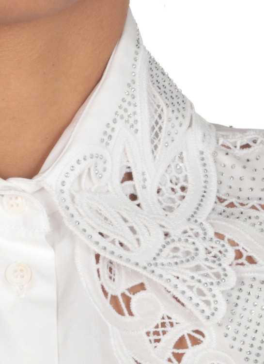 Shop Ermanno Scervino Cotton Shirt With Strass In White