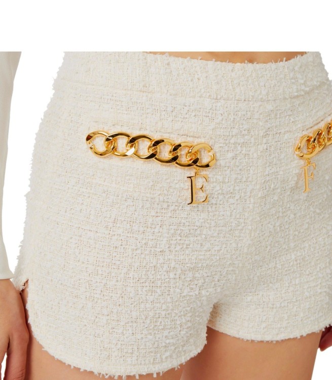 Shop Elisabetta Franchi Butter Shorts With Chain In White