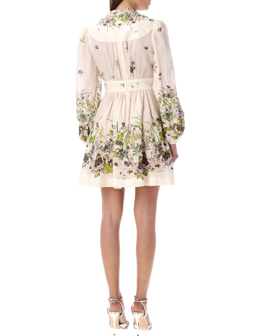 Shop Zimmermann Halliday Mini Dress In Neutrals