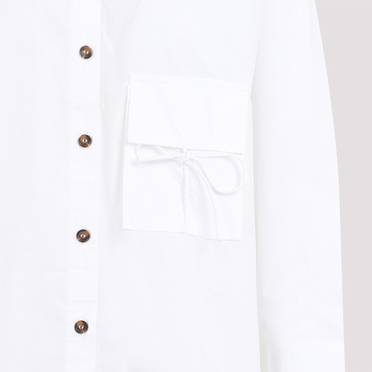Shop Ganni Oversize Raglan White Cotton Poplin Shirt
