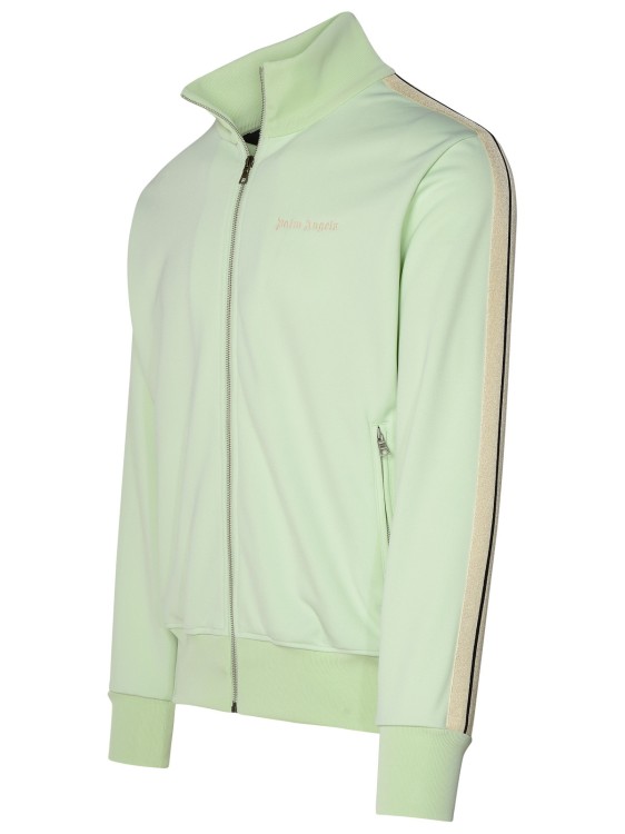 Shop Palm Angels Green Polyester Sporty Sweatshirt In White