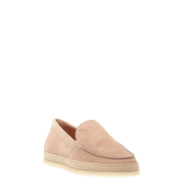 Shop Tod's Pink Suede Slipper With Rope