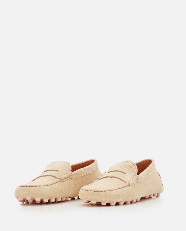Shop Tod's Gommino Suede Loafers In Neutrals
