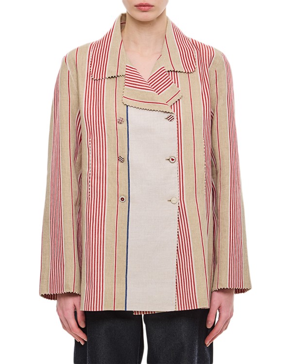 Shop Péro Double Breasted Emrboidered Jacket In Multicolor