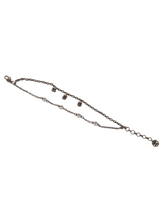 Shop Alexander Mcqueen Antique Silver Finish Double Chain Bracelet In Not Applicable