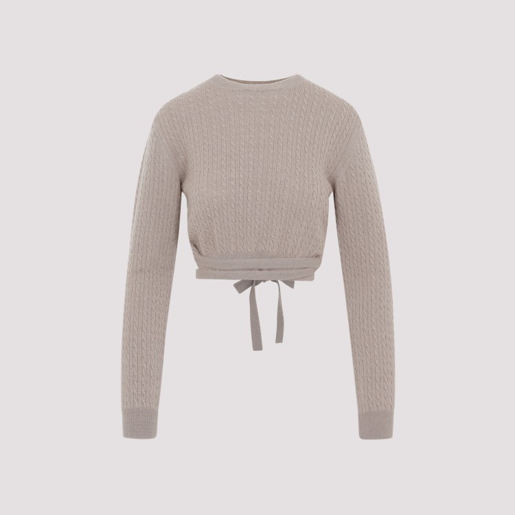 Patou Cable-knit Cropped Sweater In Wool And Cashmere In Grey