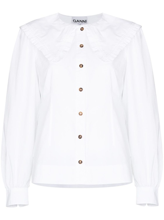 Ganni Fitted Shirt In White | ModeSens