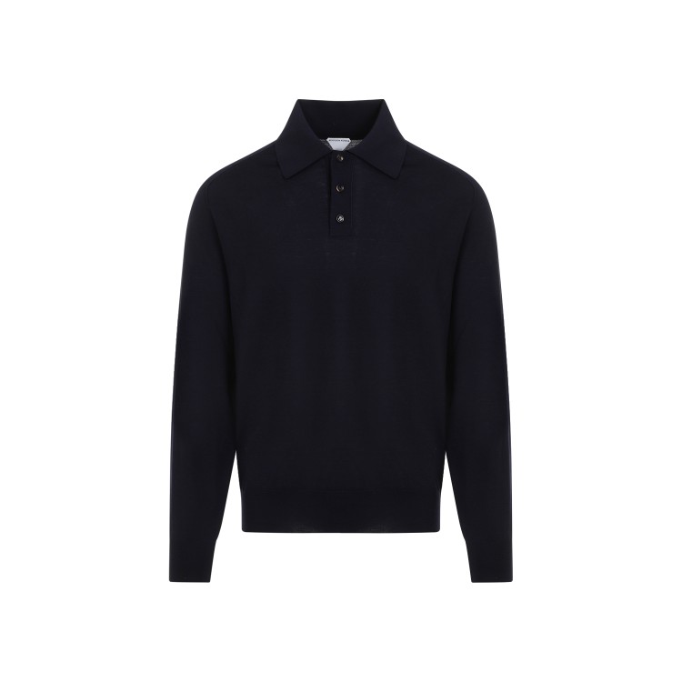 Shop Bottega Veneta Long Sleeves Polo In Blue