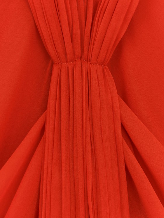 Shop Alberta Ferretti Voile Dress With Pleated Detail In Red
