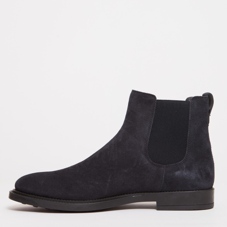 Shop Tod's Blue Suede Ankle Boot With Side Elastic