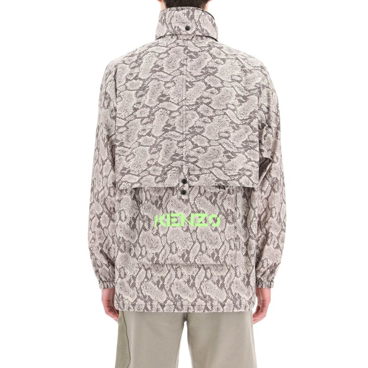 Shop Kenzo Snakeskin Printed Jacket In Grey