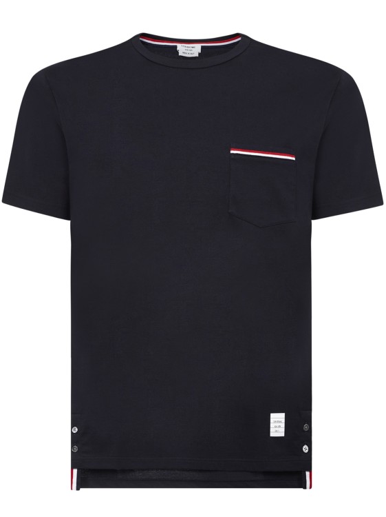 Thom Browne Navy Blue Medium Weight Cotton Jersey T-shirt In Black
