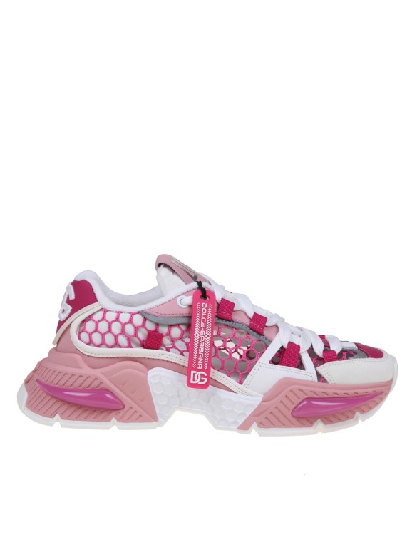Shop Dolce & Gabbana Airmaster Sneakers In Mix Of White And Pink Materials
