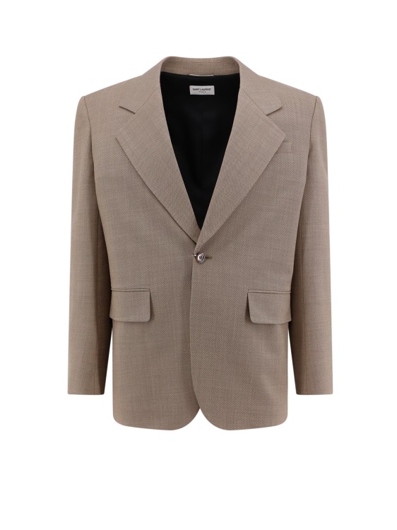Shop Saint Laurent Oversize Wool Blazer With Shoulder Pads In Brown