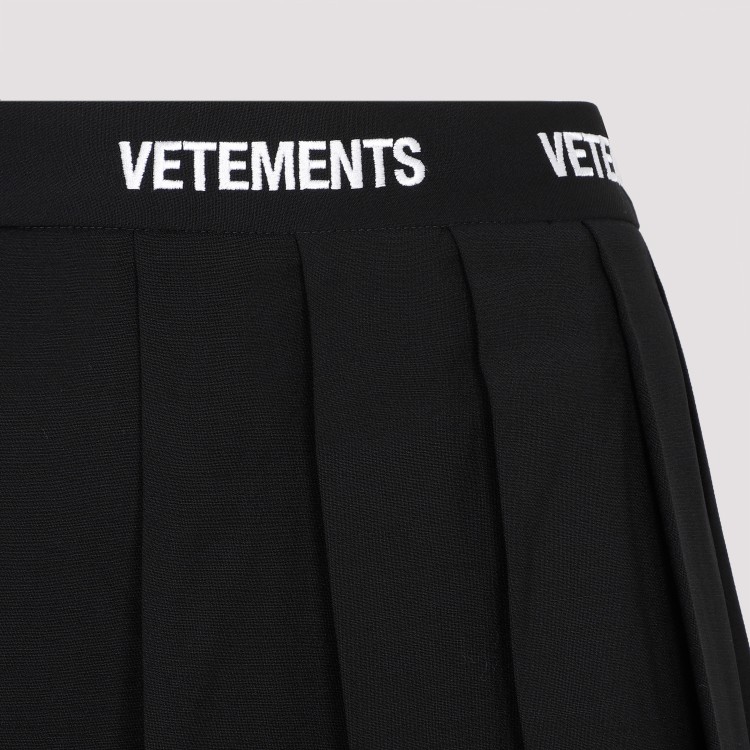 Shop Vetements Black Wool Logo School Skirt