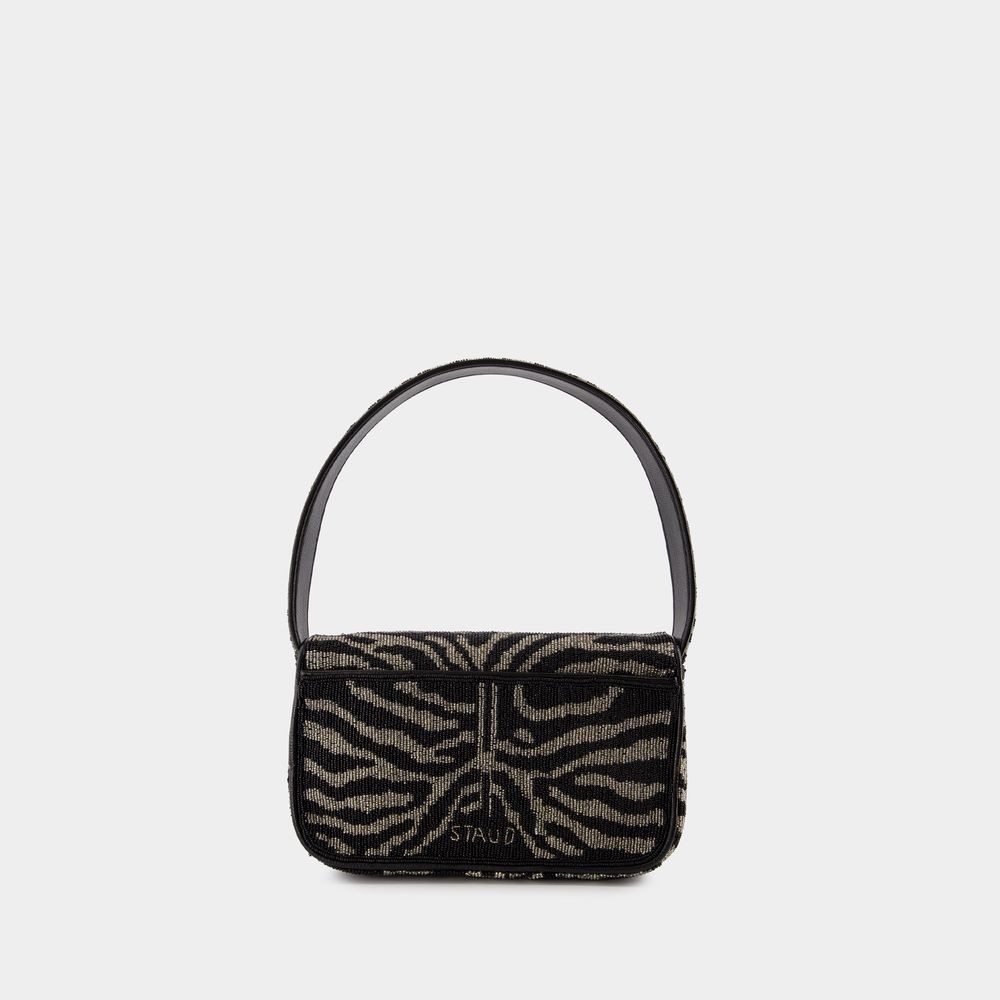 Staud Tommy Beaded Shoulder Bag - Synthetic Leather - Black In White