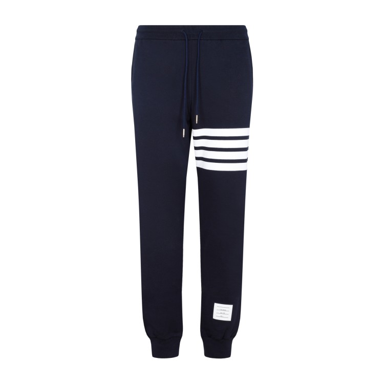 Shop Thom Browne Navy Cotton Classic 4-bar Sweatpants In Blue