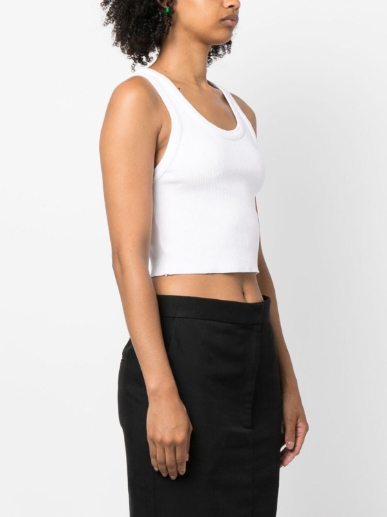 Shop Agolde Scoop-neck Ribbed Tank Top In White