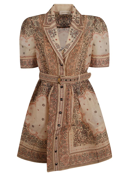 Shop Zimmermann Paisley Print Belted Dress In Brown