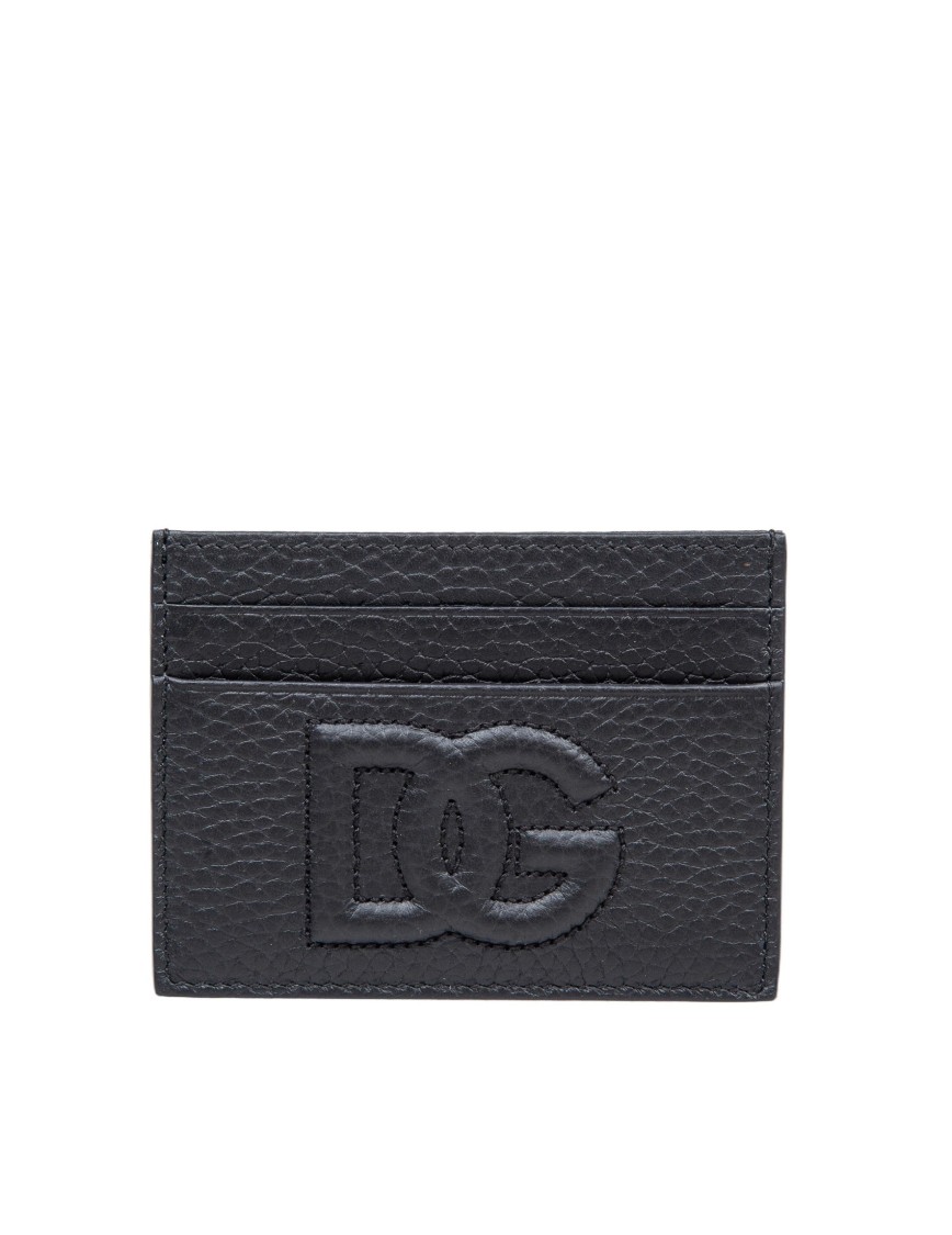 Dolce & Gabbana Small Zip-around Wallet In Calfskin With Raised Logo In Black