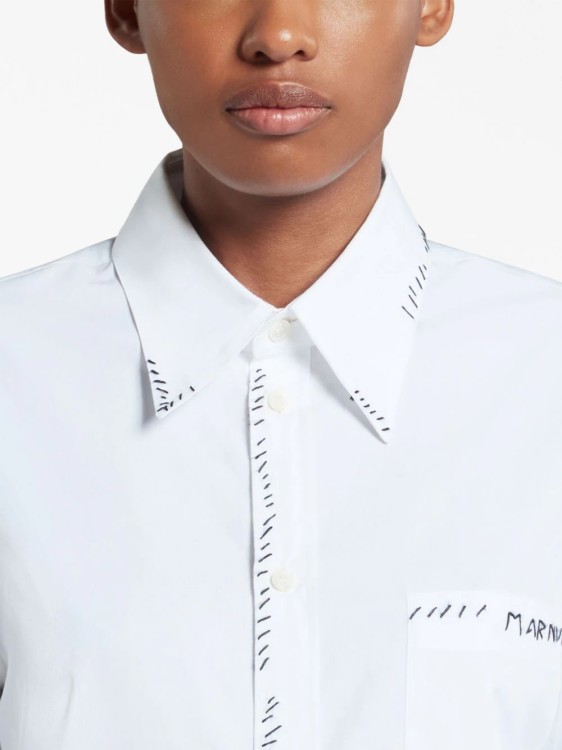 Shop Marni White Hand Embroidered Shirt