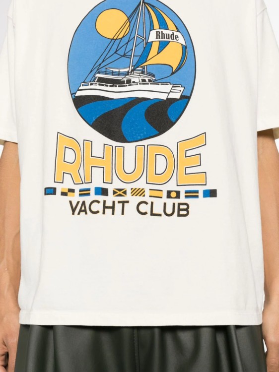 Shop Rhude Ecru Yacht Club T-shirt In White