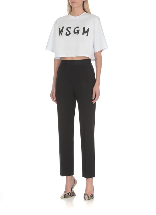 Shop Msgm Cropped T-shirt With Logo In White