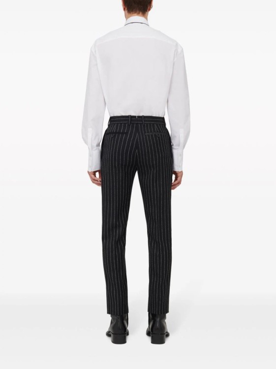 Shop Alexander Mcqueen White/black Lettering Pinstripe Pants