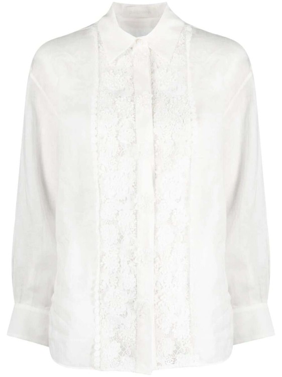 Zimmermann Raie Lace-panel Shirt In White