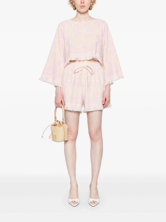Shop Zimmermann Pop Toweling Pink Shorts In Neutrals