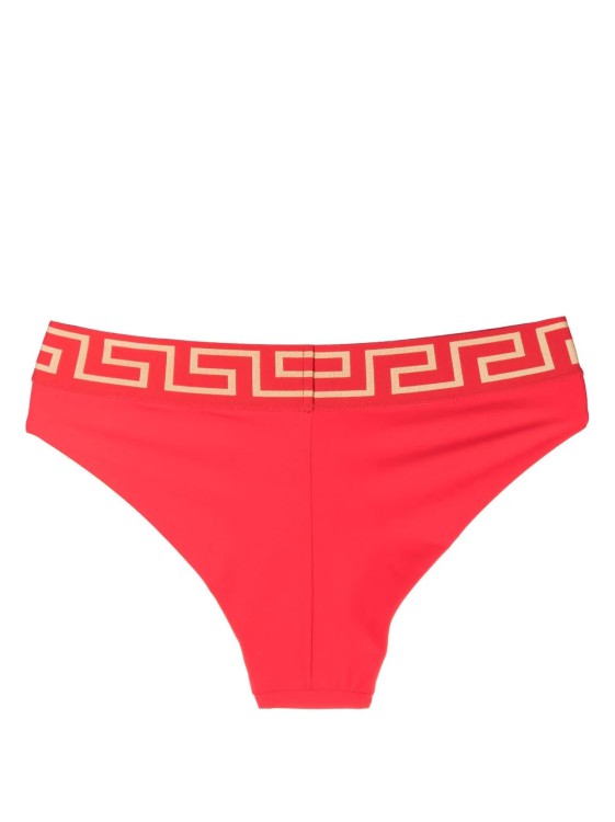 Shop Versace Greca Red Border Bikini