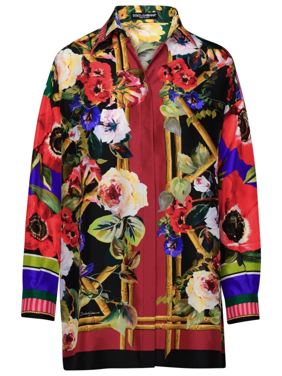 Shop Dolce & Gabbana Multicolor Silk Shirt In Black