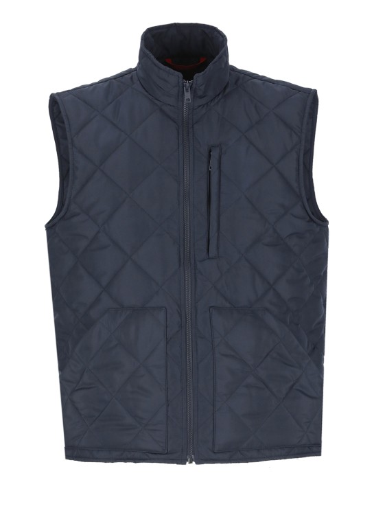 Shop Fay Quilted Vest With Pockets In Blue