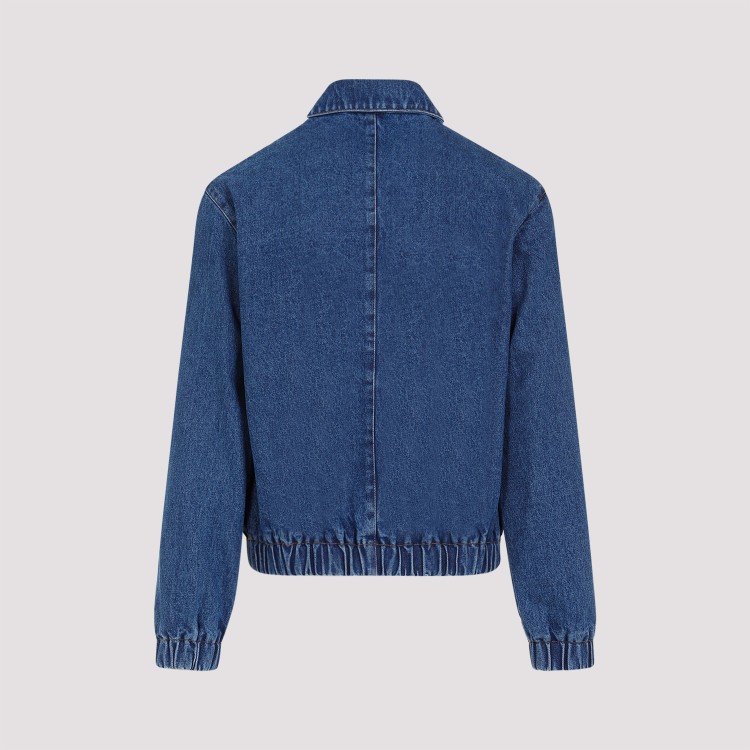 Shop Ami Alexandre Mattiussi Adc Zipped Used Blue Cotton Jacket